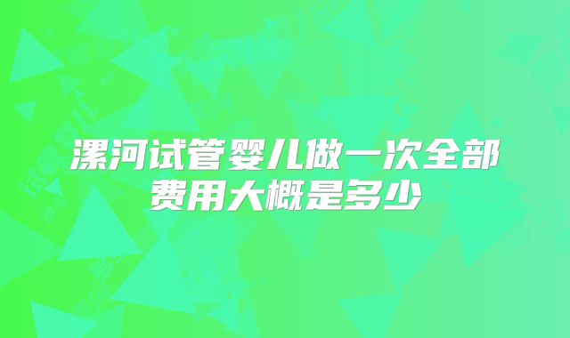 漯河试管婴儿做一次全部费用大概是多少