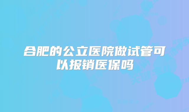 合肥的公立医院做试管可以报销医保吗