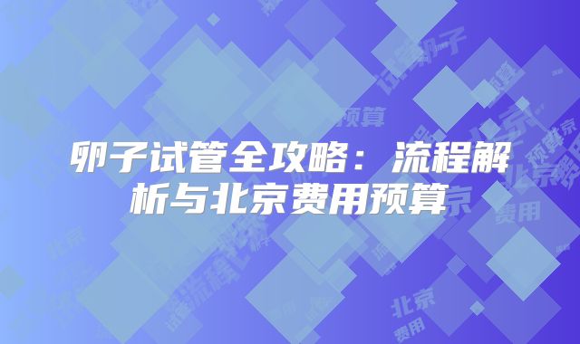 卵子试管全攻略：流程解析与北京费用预算