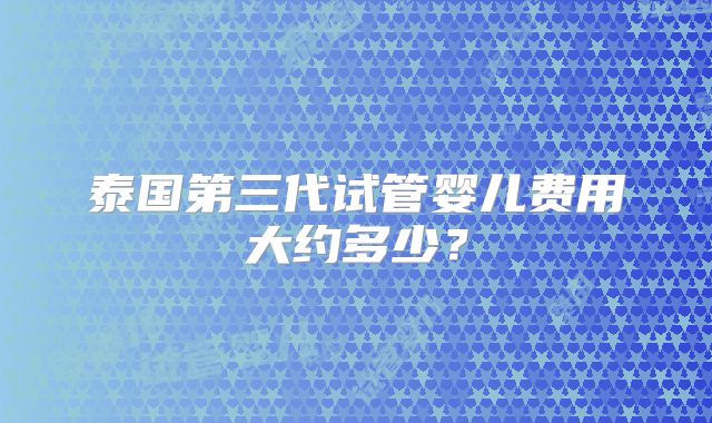 泰国第三代试管婴儿费用大约多少？