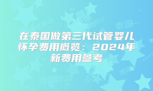 在泰国做第三代试管婴儿怀孕费用概览：2024年新费用参考