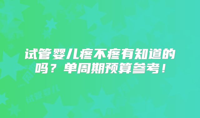试管婴儿疼不疼有知道的吗?单周期预算参考!