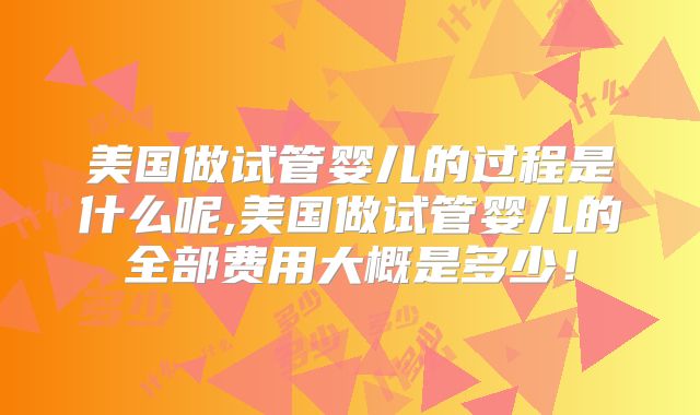 美国做试管婴儿的过程是什么呢,美国做试管婴儿的全部费用大概是多少！