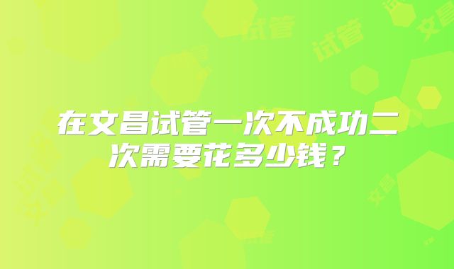 在文昌试管一次不成功二次需要花多少钱？