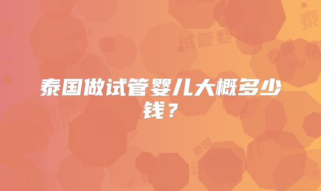 泰国做试管婴儿大概多少钱？