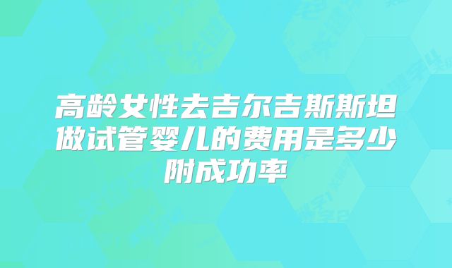 高龄女性去吉尔吉斯斯坦做试管婴儿的费用是多少附成功率