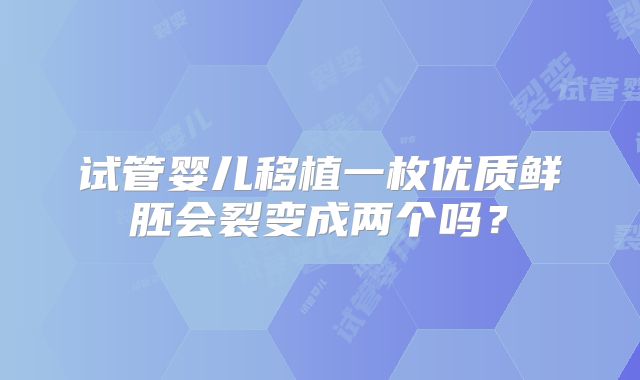 试管婴儿移植一枚优质鲜胚会裂变成两个吗？