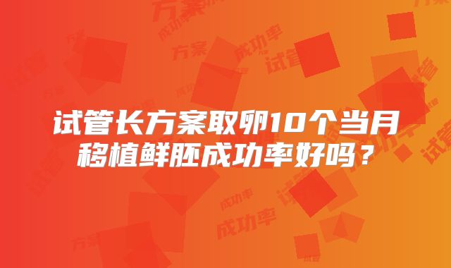 试管长方案取卵10个当月移植鲜胚成功率好吗?