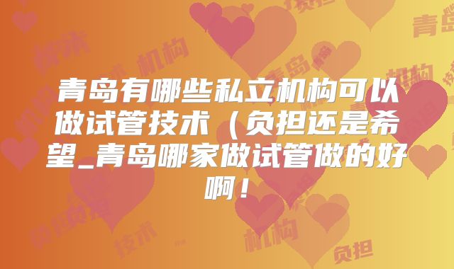 青岛有哪些私立机构可以做试管技术(负担还是希望_青岛哪家做试管做的好啊!