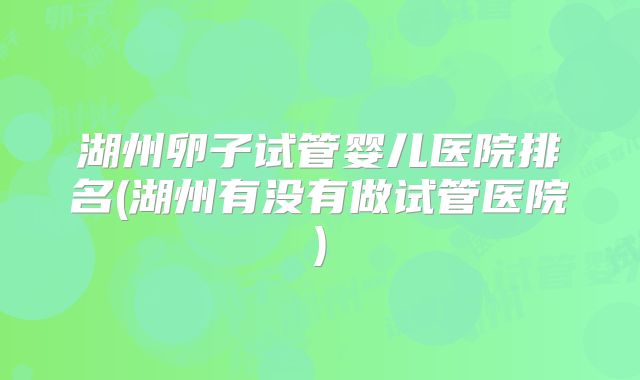 湖州卵子试管婴儿医院排名(湖州有没有做试管医院)