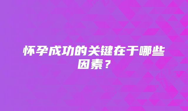 怀孕成功的关键在于哪些因素？