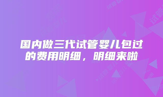 国内做三代试管婴儿包过的费用明细，明细来啦