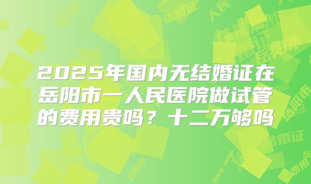2025年国内无结婚证在岳阳市一人民医院做试管的费用贵吗?十二万够吗