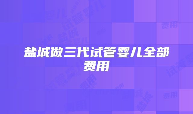 盐城做三代试管婴儿全部费用