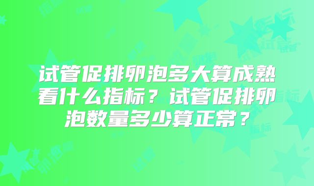 试管促排卵泡多大算成熟看什么指标?试管促排卵泡数量多少算正常?