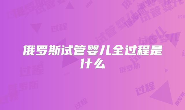 俄罗斯试管婴儿全过程是什么