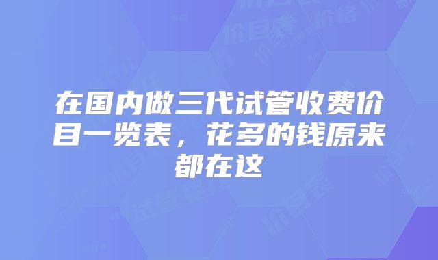 在国内做三代试管收费价目一览表,花多的钱原来都在这