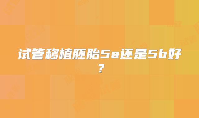 试管移植胚胎5a还是5b好?