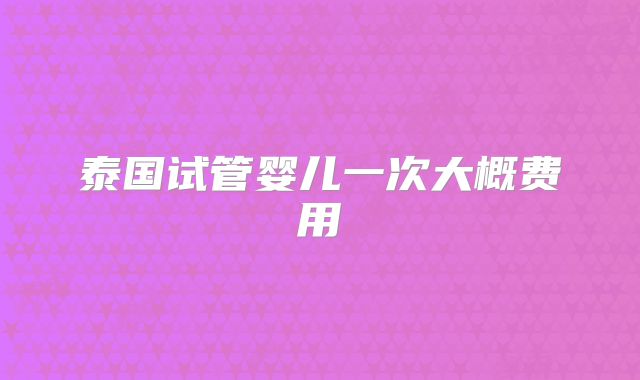 泰国试管婴儿一次大概费用