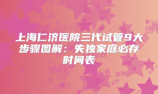 上海仁济医院三代试管9大步骤图解：失独家庭必存时间表