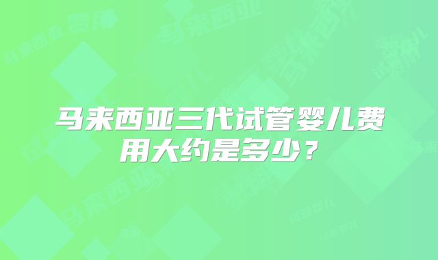 马来西亚三代试管婴儿费用大约是多少?