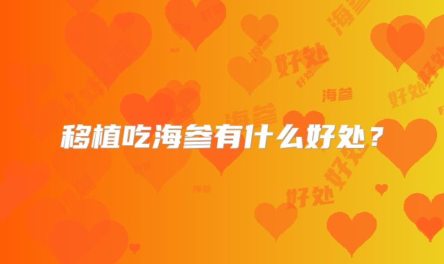 移植吃海参有什么好处？