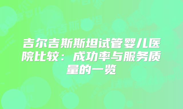 吉尔吉斯斯坦试管婴儿医院比较:成功率与服务质量的一览