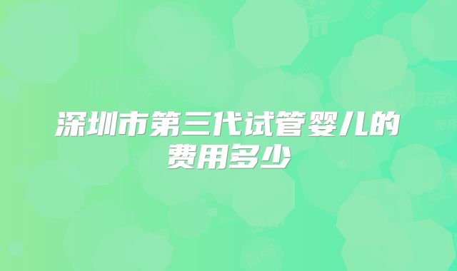 深圳市第三代试管婴儿的费用多少