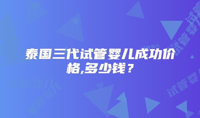 泰国三代试管婴儿成功价格,多少钱?