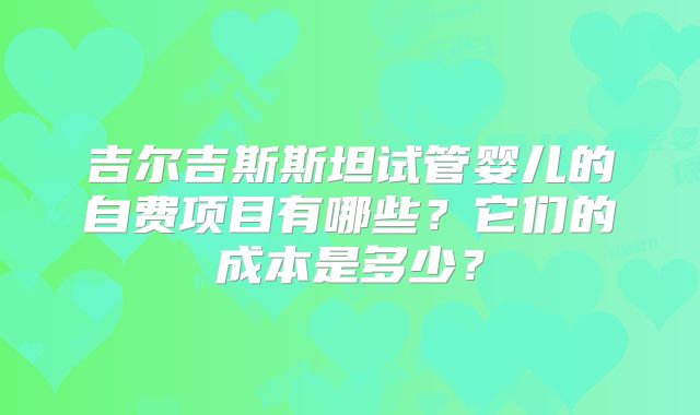 吉尔吉斯斯坦试管婴儿的自费项目有哪些？它们的成本是多少？