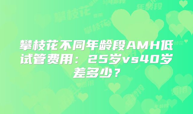 攀枝花不同年龄段AMH低试管费用：25岁vs40岁差多少？