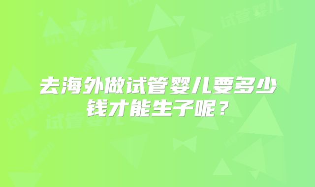 去海外做试管婴儿要多少钱才能生子呢？