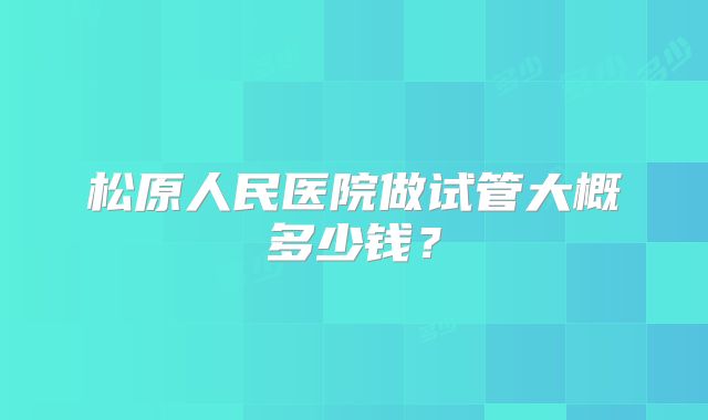 松原人民医院做试管大概多少钱？