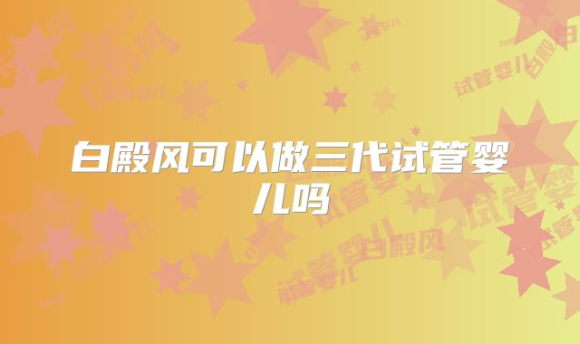 白殿风可以做三代试管婴儿吗