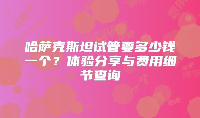 哈萨克斯坦试管要多少钱一个？体验分享与费用细节查询
