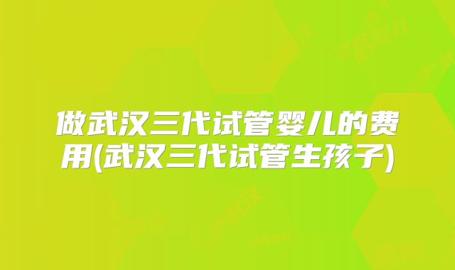 做武汉三代试管婴儿的费用(武汉三代试管生孩子)