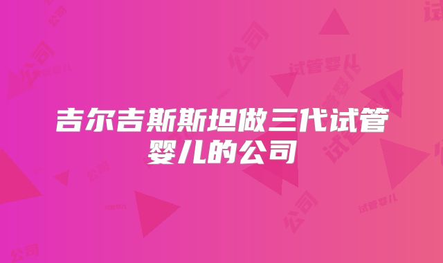 吉尔吉斯斯坦做三代试管婴儿的公司