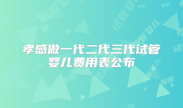 孝感做一代二代三代试管婴儿费用表公布