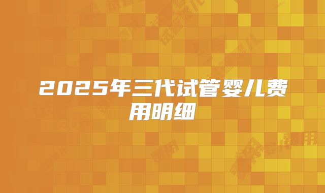 2025年三代试管婴儿费用明细