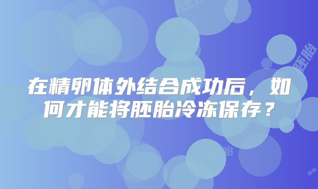 在精卵体外结合成功后，如何才能将胚胎冷冻保存？