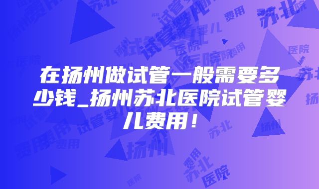 在扬州做试管一般需要多少钱_扬州苏北医院试管婴儿费用！