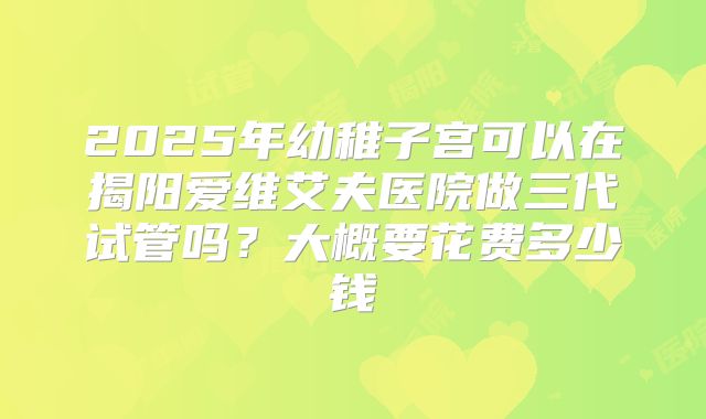 2025年幼稚子宫可以在揭阳爱维艾夫医院做三代试管吗?大概要花费多少钱