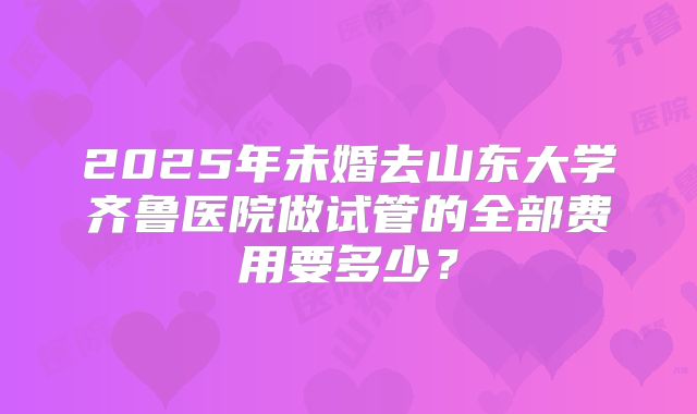 2025年未婚去山东大学齐鲁医院做试管的全部费用要多少?