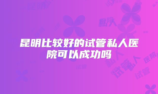 昆明比较好的试管私人医院可以成功吗