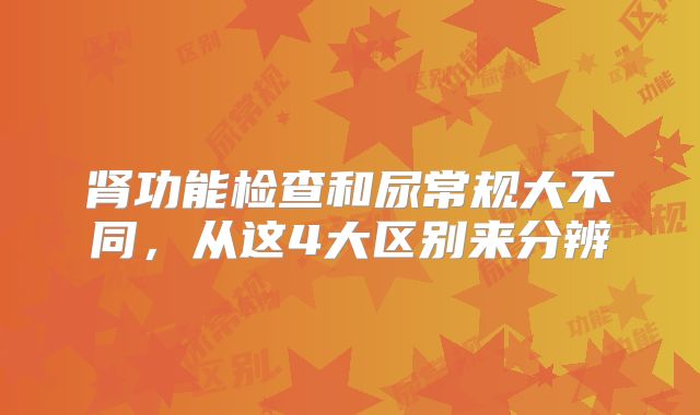 肾功能检查和尿常规大不同,从这4大区别来分辨