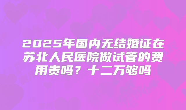 2025年国内无结婚证在苏北人民医院做试管的费用贵吗?十二万够吗
