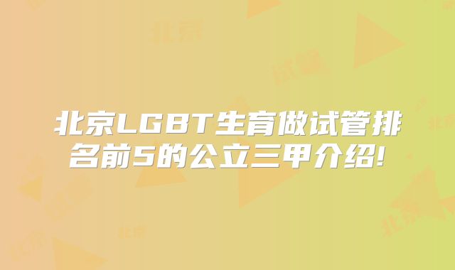 北京LGBT生育做试管排名前5的公立三甲介绍!