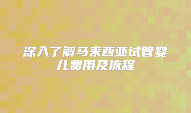 深入了解马来西亚试管婴儿费用及流程