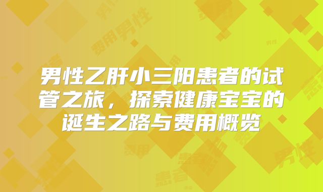 男性乙肝小三阳患者的试管之旅，探索健康宝宝的诞生之路与费用概览