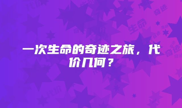 一次生命的奇迹之旅,代价几何?